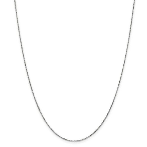 1mm 10k White Gold Solid Diamond Cut Cable Chain Necklace, 20 Inch - Picture 3 of 8